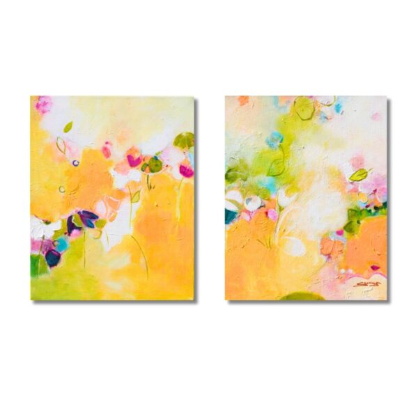 "Goldene Blütenwogen" Original 2x 60x50cm