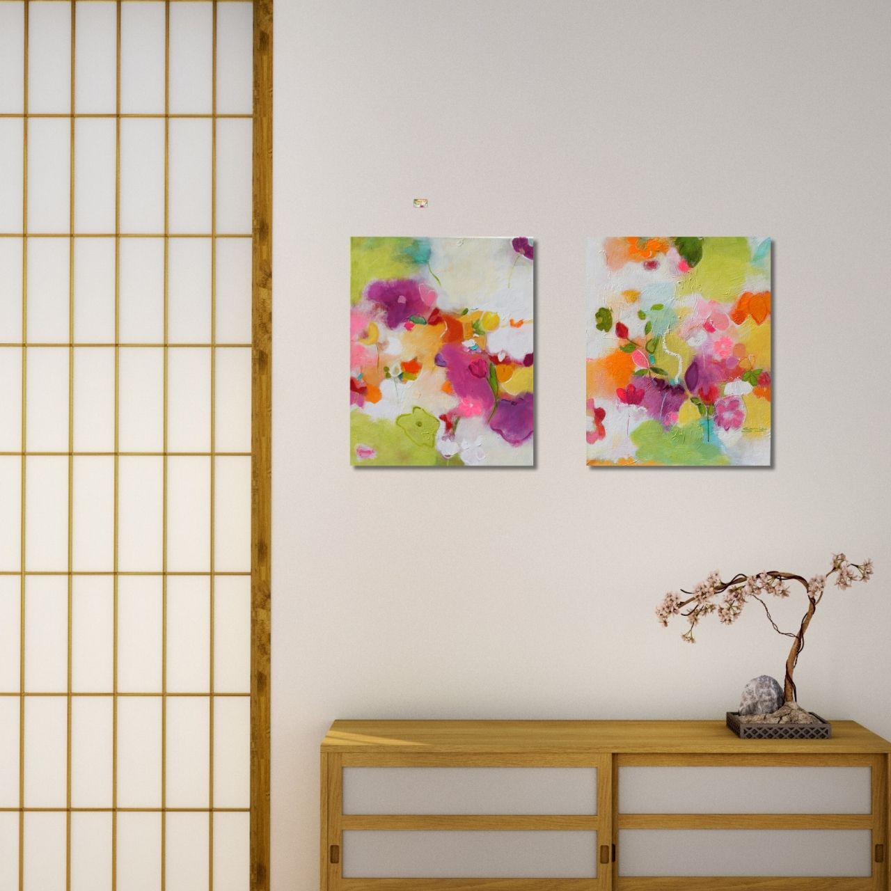 "Vergnügter Blumentanz" Original 2x 60x50cm – Bild 4