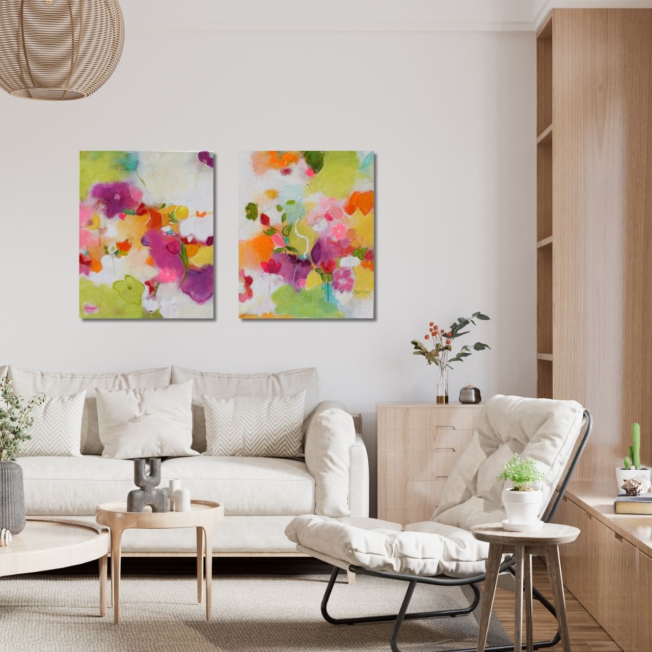 "Vergnügter Blumentanz" Original 2x 60x50cm – Bild 3