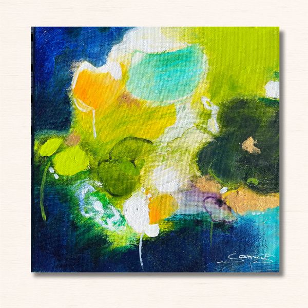 "Blütenplausch am Bach" Original 20x20cm