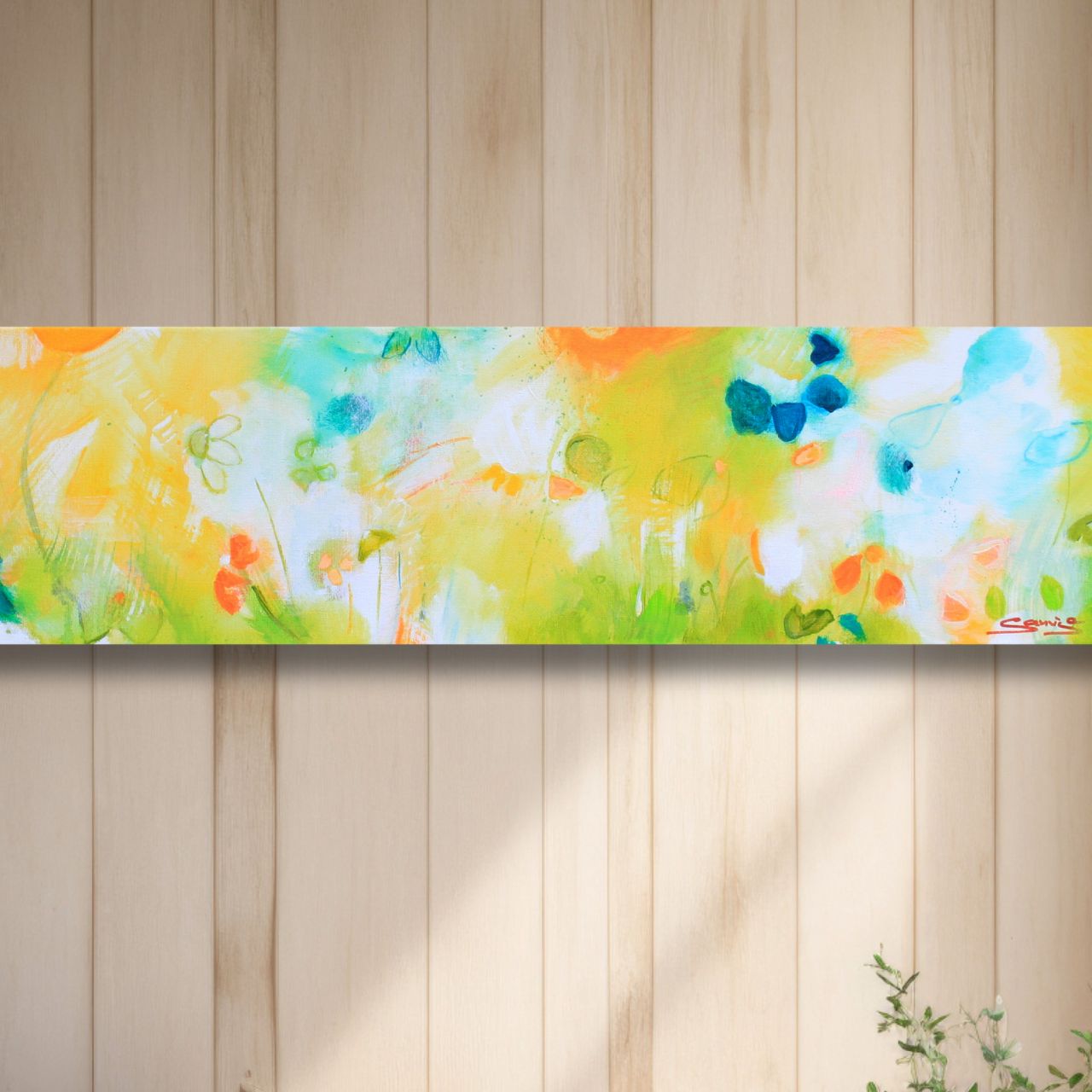 "Spaziergang über Wiesen " Original 100x20cm – Bild 4