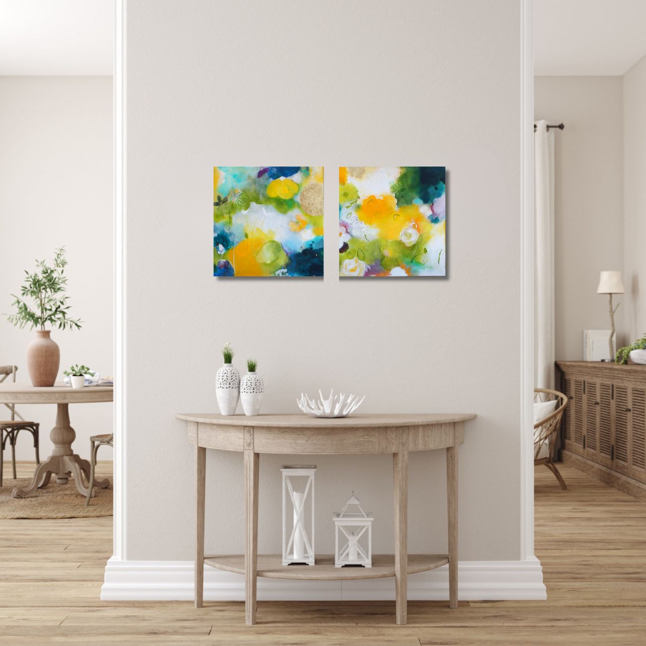 "Nachtigall" Original 2x 40x40cm Diptychon – Bild 4
