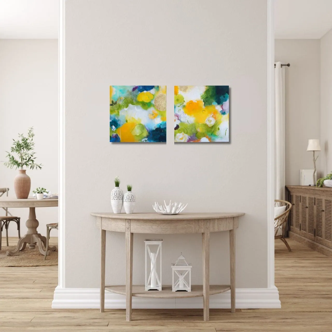 "Nachtigall" Original 2x 40x40cm Diptychon – Bild 3