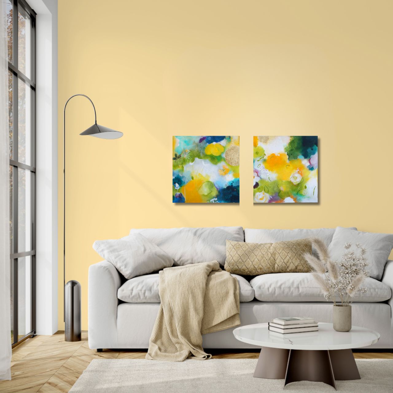 "Nachtigall" Original 2x 40x40cm Diptychon – Bild 3
